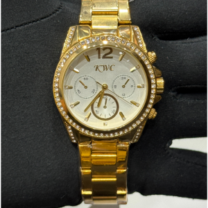 KWC JAPAN QUARTZ LADIES CHRONO CRYSTALS YELLOWGOLD K454 - Image 1