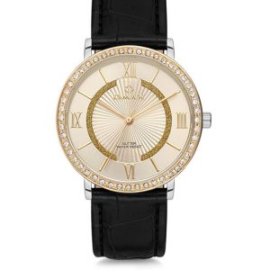 OMAX JAPAN QUARTZ CRYSTALS RUST YELLOW GOLD LADIES GT003 - Image 1