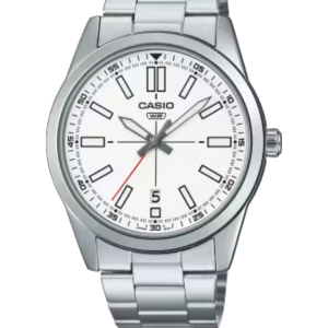 CASIO MTP-VD02D-7E SILVER CHAIN WHITE DIAL MEN’s QUARTZ WATCH