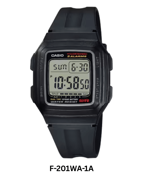 CASIO F-201WA-1A – DUAL TIME DIGITAL WATCH