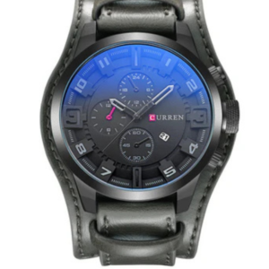 C8225M CURREN BLACK DIAL BLACK LEATHER STRAP CHRONOGRAPH MEN'S WATCH - Image 1
