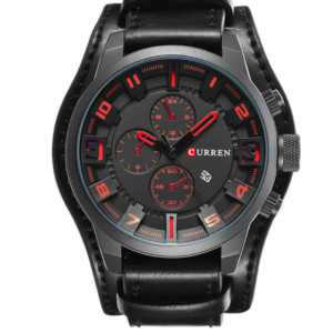 C8225M CURREN BLACK DIAL BLACK LEATHER STRAP CHRONOGRAPH MEN'S WATCH - Image 1