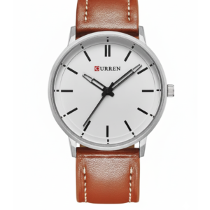 CURREN C8233M WHITE DIAL BROWN LEATHER STRAP MEN’S WATCH - Image 1