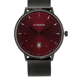 C8302 CURREN RED DIAL BLACK MESH STAINLESS STEEL MEN'S WATCH - Image 1