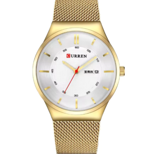 C8311 CURREN GOLD WHITE MESH CHAIN MEN'S WATCH - Image 1
