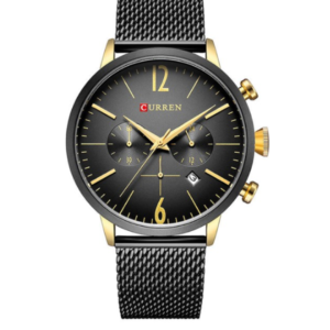 CURREN C8313 BLACK & GOLD STAINLESS STEEL MEN’S WATCH - Image 1