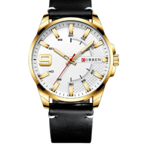 CURREN C8371M WHITE DIAL BLACK LEATHER MEN’S WATCH - Image 1