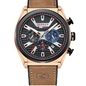 C8392M CURREN BLACK CHRONOGRAPH DIAL BROWN LEATHER STRAP MEN'S WATCH - Image 1