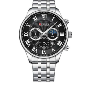 C8427M CURREN BLACK CHRONOGRAPH DIAL SILVER STAINLESS STEEL MEN'S WATCH - Image 1