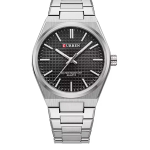 C8439M CURREN BLACK TEXTURED DIAL SILVER STAINLESS STEEL MEN’S WATCH - Image 1