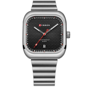 C8460M CURREN BLACK TEXTURED DIAL SILVER STAINLESS STEEL MEN’S WATCH - Image 1