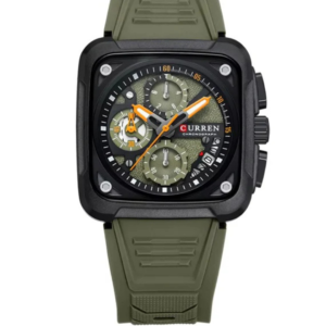 C8461M CURREN BLACK DIAL GREEN SILICONE STRAP CHRONOGRAPH MEN'S WATCH - Image 1