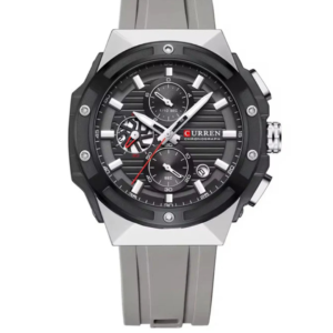 C8462M CURREN BLACK CHRONOGRAPH DIAL GREY SILICONE STRAP MEN'S WATCH - Image 1