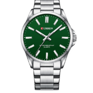 C9090G CURREN GREEN DIAL SILVER STAINLESS STEEL MEN’S WATCH - Image 1