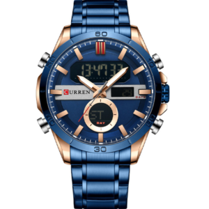 CURREN M8384 BLUE CHAIN ANALOG DIGITAL MEN’S WATCH - Image 1