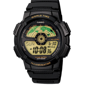 CASIO AE-1100W-1BV BLACK DIGITAL WORLD TIME MEN'S WATCH - Image 1