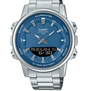 CASIO AMW-880D-2A1 ANALOG-DIGITAL BLUE DIAL STAINLESS STEEL MEN'S WATCH - Image 1