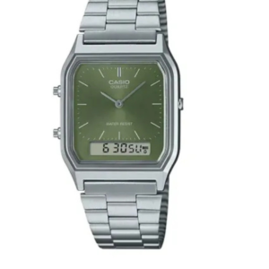 CASIO AQ-230A-3AM VINTAGE GREEN DIAL ANALOG-DIGITAL UNISEX WATCH - Image 1