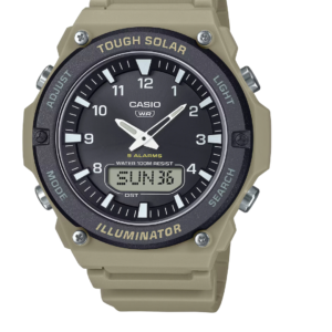 CASIO AQ-S820W-5A TOUGH SOLAR ANALOG-DIGITAL BLACK DIAL RESIN STRAP 100M MEN'S SPORTS WATCH - Image 1
