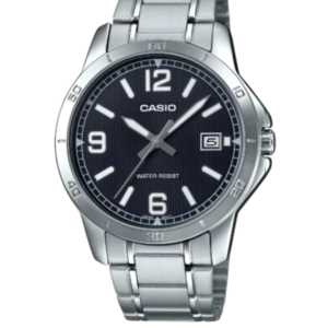 CASIO MTP-V004D-1B2UDF BLACK DIAL STAINLESS STEEL MEN'S WATCH - Image 1