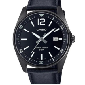 CASIO MTP-E170BL-1B BLACK DIAL LEATHER STRAP MEN'S WATCH - Image 1