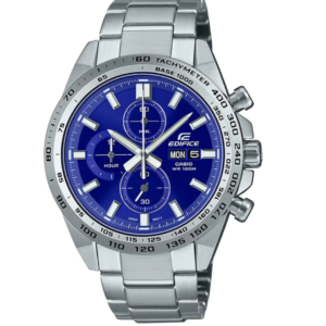 CASIO EDIFICE EFR-574D-2A MEN'S CHRONOGRAPH BLUE DIAL SILVER STAINLESS STEEL WATCH - Image 1