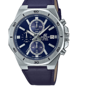 CASIO EDIFICE EFV-640L-2AV MEN'S BLUE CHRONOGRAPH LEATHER STRAP WATCH - Image 1