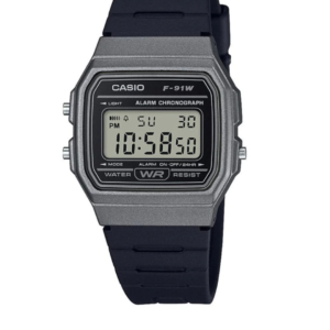 CASIO F-91WM-1B VINTAGE DIGITAL BLACK RESIN MEN'S WATCH - Image 1