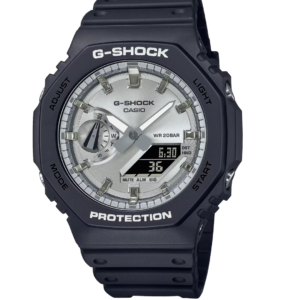 CASIO G-SHOCK GA-2100SB-1ADR SILVER DIAL BLACK RESIN MEN'S ANALOG-DIGITAL WATCH - Image 1