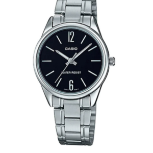 CASIO LTP-V005D-1AU BLACK DIAL SILVER STAINLESS STEEL WOMEN'S ANALOG WATCH - Image 1