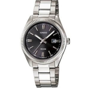 CASIO LTP-1302D-1A1 BLACK DIAL SILVER STAINLESS STEEL WOMEN'S WATCH - Image 1