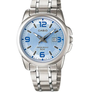 CASIO LTP-1314D-2A LIGHT BLUE DIAL SILVER STAINLESS STEEL WOMEN'S WATCH - Image 1