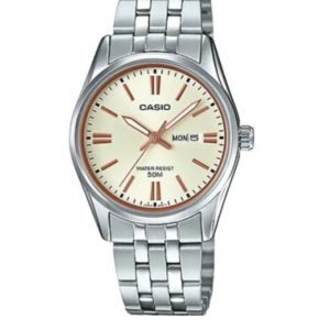 CASIO LTP-1335D-9A GOLD DIAL STAINLESS STEEL LADIES WATCH - Image 1