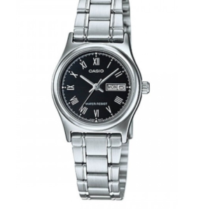 CASIO LTP-V006D-1BUDF BLACK DIAL STAINLESS STEEL LADIES WATCH - Image 1