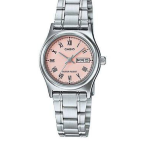 CASIO LTP-V006D-4BU ELEGANT PINK DIAL STAINLESS STEEL ANALOG WOMEN'S WATCH - Image 1