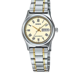 CASIO LTP-V006SG-9BUD LUXURY TWO-TONE GOLD DIAL LADIES DRESS WATCH - Image 1