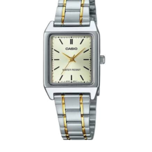 CASIO LTP-V007SG-9E LUXURY TWO-TONE GOLD DIAL WOMEN'S RECTANGULAR WATCH - Image 1