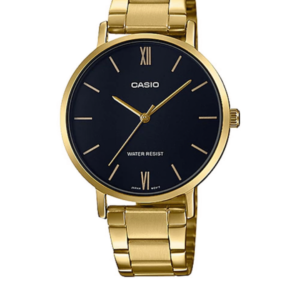 CASIO LTP-VT01G-1BU BLACK DIAL GOLD STAINLESS STEEL WOMEN'S ANALOG WATCH - Image 1