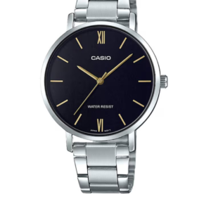 CASIO LTP-VT01D-1BU BLACK DIAL STAINLESS STEEL WOMEN'S WATCH - Image 1