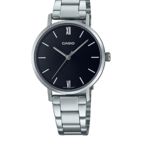 CASIO LTP-VT02D-1AU LUXURY BLACK DIAL STAINLESS STEEL WOMEN'S WATCH - Image 1