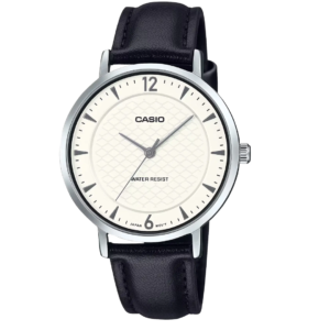 CASIO LTP-VT04L-7A2DF WHITE DIAL BLACK LEATHER LADIES DRESS WATCH - Image 1