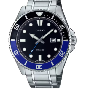 CASIO MDV-107D-1A2 BLACK DIAL STAINLESS STEEL DIVER MEN'S WATCH - Image 1