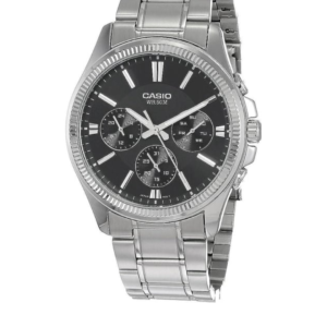 CASIO MTP-1375D-1AV BLACK DIAL STAINLESS STEEL MEN'S MULTI-FUNCTION WATCH - Image 1