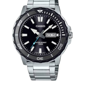CASIO MTD-125D-1A3 DIVER-STYLE BLACK DIAL STAINLESS STEEL MEN'S WATCH - Image 1