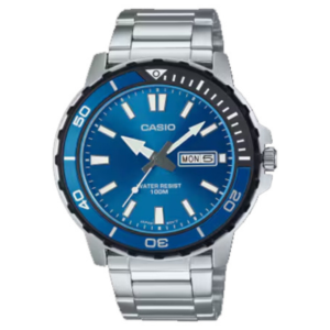 CASIO MTD-125D-2A1 BLUE DIAL STAINLESS STEEL MEN'S WATCH - Image 1
