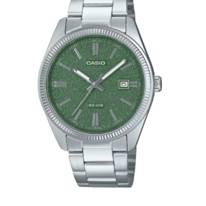 CASIO MTP-1302DA-3AV GREEN DIAL STAINLESS STEEL MEN'S WATCH - Image 1