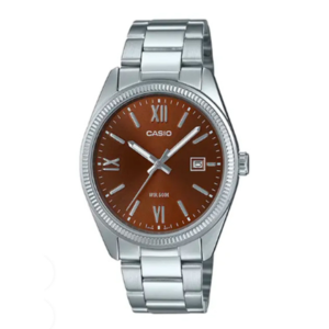 CASIO MTP-1302DD-5AV CLASSIC MAROON DIAL SILVER STAINLESS STEEL MEN'S WATCH - Image 1