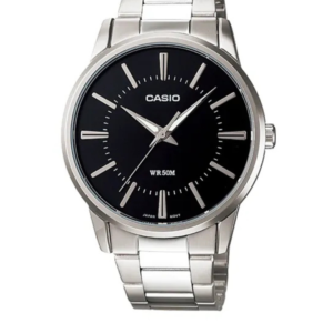 CASIO MTP-1303D-1A BLACK DIAL STAINLESS STEEL MEN'S WATCH - Image 1