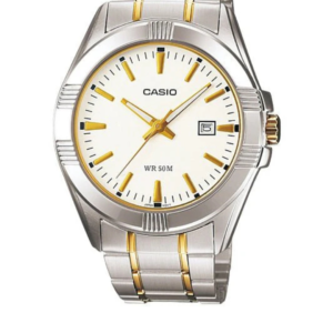 CASIO MTP-1308SG-7AV WHITE DIAL TWO-TONE STAINLESS STEEL MEN'S ANALOG WATCH - Image 1