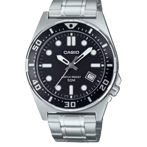 CASIO MTP-135D-1A BLACK DIAL STAINLESS STEEL MEN'S WATCH - Image 1